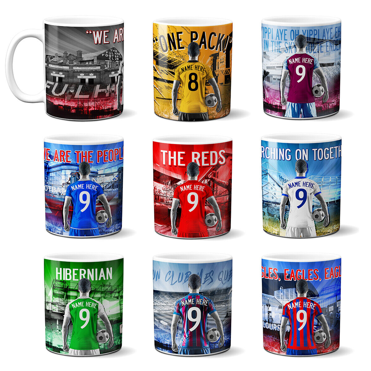 Personalised Football Mug Fan Cup Fathers Birthday Valentines Day Gift AFM