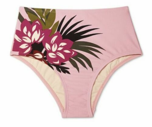 Kona Sol Women's Pink Floral High Waist High Coverage Bikini Swim Bottom Large for sale online 