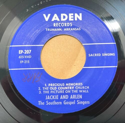 Jackie and Arlen Sinners Plea Hillbilly Gospel 45 Record Vaden 207 EP - Bild 2 von 4