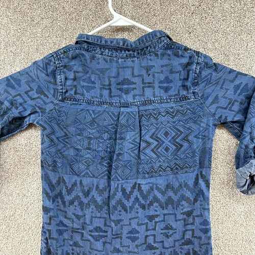 Cato Girls Shirt Dress Size Large (14/16) Blue Aztec Theme Short Sleeve Ladies - Picture 5 of 10