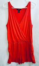 BNWOT FOREVER 21 WOMENS JUNIORS CORAL TANKTOP CROSSOVER ROMPER SIZE MEDIUM