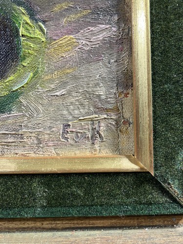 Öl auf Tafel Impressionistische Landschaft 19.-20. Jh. Der Blumenpark signiert - Bild 4 von 11