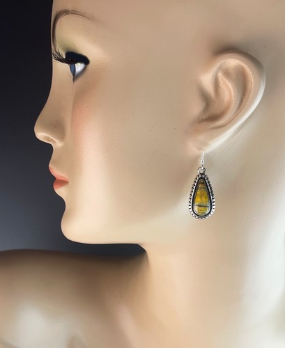 Handcrafted Sterling and Bumblebee Jasper Earrings - Picture 3 of 5