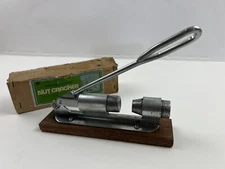 Vintage  Piston Action Nut Cracker  - Metal w/  Wood Base-Chadwick Miller-Taiwan