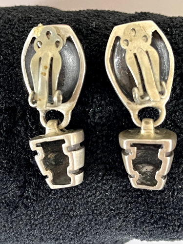 Rari orecchini vintage a clip Lisa Jenks - 1,25". Argento Sterling - Foto 8 di 11