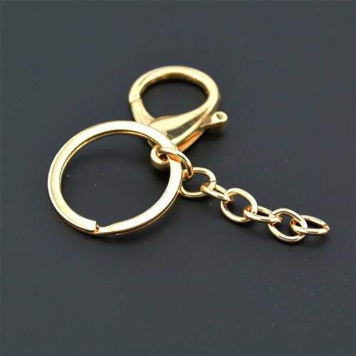 50X Key Ring Swivel Lobster Clasp Trigger Clip Keychain Split Ring DIY Champagne - Picture 4 of 6