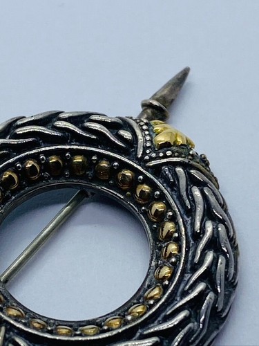 JOHN HARDY 18K GOLD STERLING SILVER LARGE DOT PIN BROOCH - Picture 7 of 11
