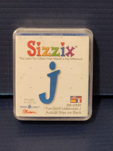 NEW Sizzix Cutter Die 38-0381 - FUN SERIF Lowercase J j - sm BLUE cutting die - Picture 1 of 2