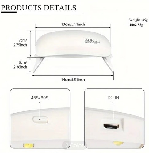 USB Powered, Foldable, Portable LED UV Gel Polish Curing Light Nail Dryer Lamp - Picture 9 of 9