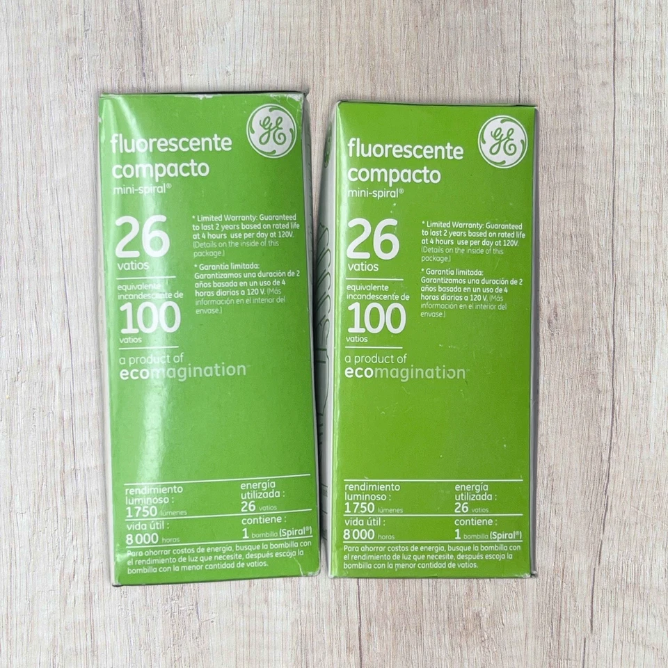 GE Light Bulb Compact Fluorescent Mini Spiral 26 Watt 100 Watt Replacement, Pair - Image 2 of 3