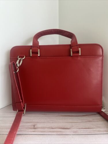 Franklin Covey Red Planner Organizer Zip Tote Shoulder Bag 7-ring Binder Leather - Picture 3 of 24