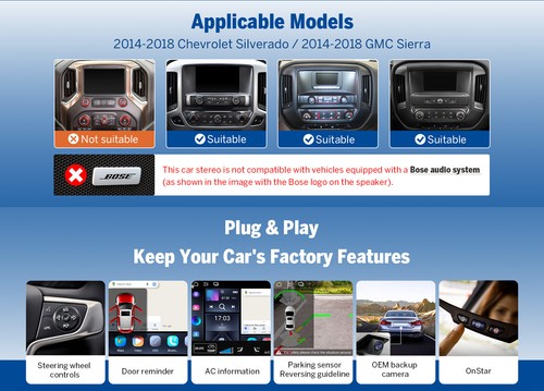 For Chevy Silverado 2014 2015 2016 Android 13 Car Stereo Radio CarPlay Head Unit - Picture 6 of 25