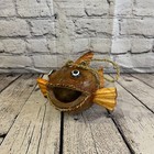 Plain Brown Folk Art Hand Painted Shark Fish Coconut Shell Ornaments Hanging