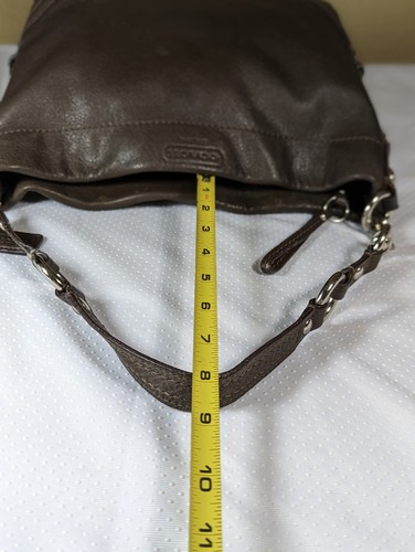 Vintage Coach Carly Brown Leather Shoulder Bag Purple Satin Lining F15251 - Picture 5 of 12