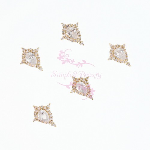 5 Charms Micro Pave Zircon Bling Teardrop Clear Crystal Luxury Nail Art Jewelry - Picture 4 of 5