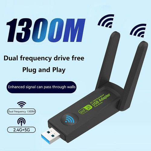 Usb Wifi 2-In-1 1300mbps 5g Dual Band Wireless Network Card Bluetooth Adapter JC - Picture 2 of 6