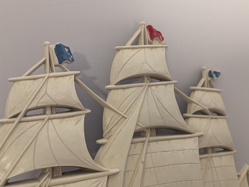 Vtg Syroco Clipper Ship Tall 3 Mast Pirate Nautical Wall Hanging #4261 16.5x13 - Picture 9 of 9