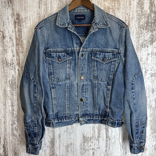 Calvin Klein Jeansjacke Damen Vintage Stone Wash Blau Gr. Large