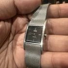 Working Vintage TIMEX Indiglo Black Women's Watch Tank Mesh Band Quartz 23 mm