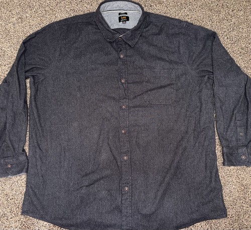 Lee Camicia Uomo 3XL Grigio Regular Fit Elasticizzata Manica Lunga Bottoni Casual - Foto 2 di 6
