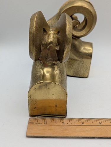 Buchstützen Metall Widderkopf großes Horn Schaf Mid Century Modern Retro 5-1/2" - Bild 6 von 8
