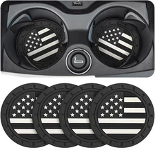 Car Cup Holder Coasters, 4 Pack American Flag Insert Car Cup Coaster, 2.75 Inch