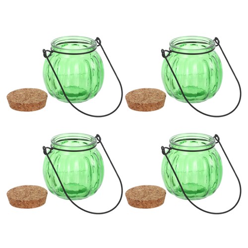  4 Pezzi Bottiglia di Zucca in Vetro Portatile Barattolo Decorativo per Caramelle con Coperchio - Foto 5 di 17