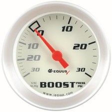 Equus Gauge, Vacuum Boost, 2" 30 InHG/30 PSI, 270 Degree Sweep, Mech, Wht, Slvr