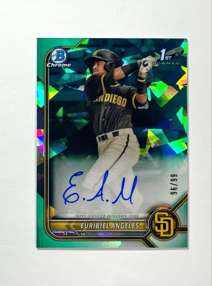 Euribiel Angeles RC Auto 2022 Bowman 1st Chrome /99 Sapphire Aqua Refractor - Image 3 of 4