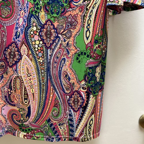 TOMMY HILFIGER SZ 8 MULTICOLOR PAISLEY STRETCHY SHIFT DRESS 3/4 BELL SLEEVE New - Picture 5 of 9