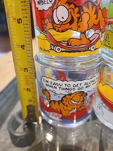 4er Set 1978 Vintage McDonalds Garfield Klarglas Becher Tassen Jim Davis Vintage - Bild 4 von 5