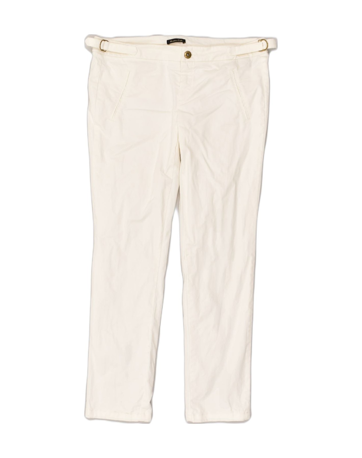 MASSIMO DUTTI Womens Casual Fit Slim Chino Trousers W33 L28 Off White AO19