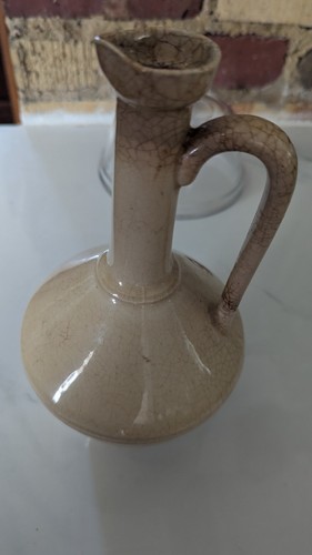 Very Cool Antique Ceramic  Pitcher w/ Spout Applied Handle 9 1/2" x 6" - Picture 10 of 10