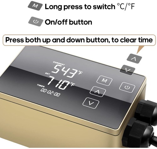 Regolatore di temperatura digitale con accessori, oro, 110V - Foto 3 di 7