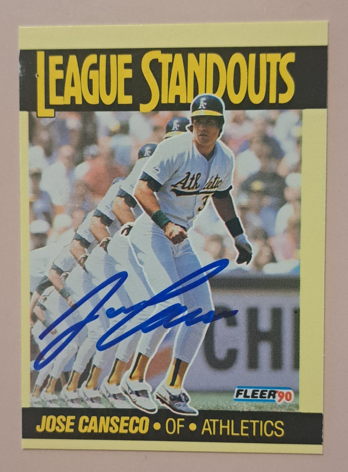 1990 Fleer League Standouts Signed Jose Canseco - A's