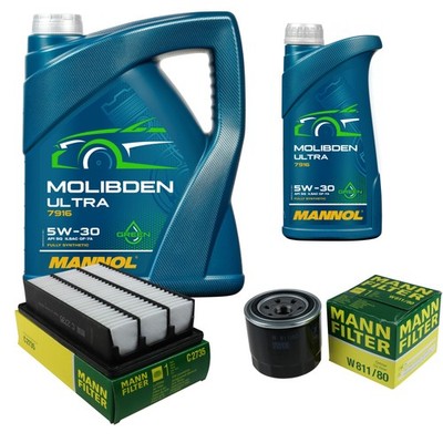 MANN Inspektionspaket 6L MANNOL Molibden Ultra 5W-30 für Hyundai Santa Fé II