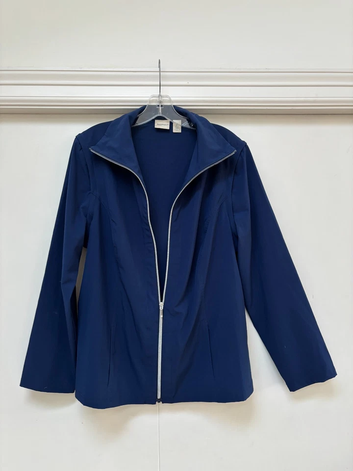 Chaqueta deportiva chico's zenergy talla 2 = L chaleco azul marino convertible cremallera brazos Foto 4 de 4