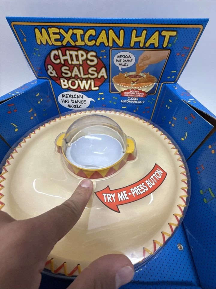 Sombrero Musical Mexicano Chips & Salsa Sombrero Cuenco Servir Bar Raro - 2001 ¡Funciona! Foto 3 de 4