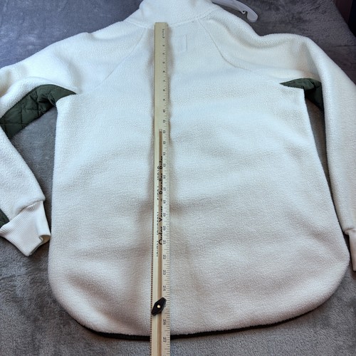 Abercrombie & Fitch Pullover Maglione Uomo Medio Bianco Verde Pile Trapuntato Snap - Foto 9 di 10