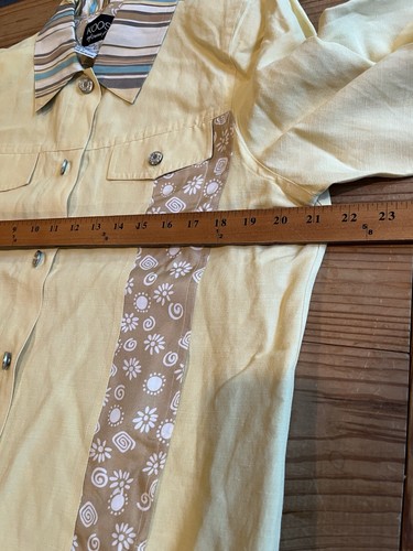 Koos of Course Silk Jacket Women’s Medium Butter Yellow PatternStriped Button-Up - Picture 8 of 15