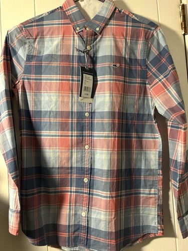 Vineyard Vines Shirt Boys Large 16 Island Madras Whale Button Down Shirt New NWT - Picture 3 of 4