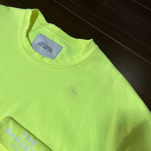 T-shirt de poche Fendi Marc Jecobs le plus cher jaune fluorescent col rond