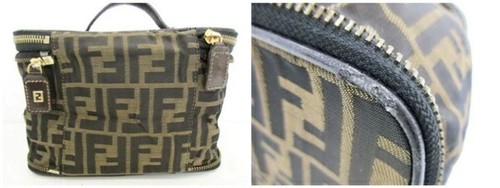 Auténtico bolso de tocador plegable FENDI Zucca 26554 de lona de cuero marrón con cremallera - Imagen 6 de 9