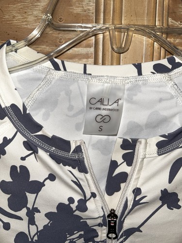 CALIA Women’s Zip Front Long Sleeve Rashguard Floral Pristine Size Small - Picture 2 of 4