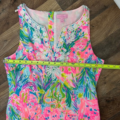 Lilly Pulitzer Womens Gabby Fan Shift Dress 8 Pink Blue Sea Resort Vacation - Picture 12 of 21