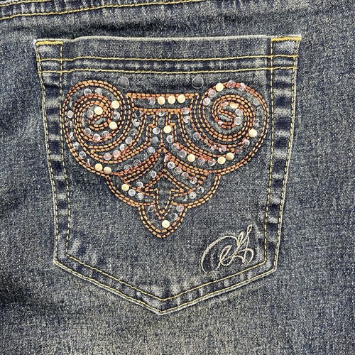 DG2 Diane Gilman Jeans Damen 16 Dirty Wash verzierte Perlen Schmuck Stretch - Bild 9 von 14