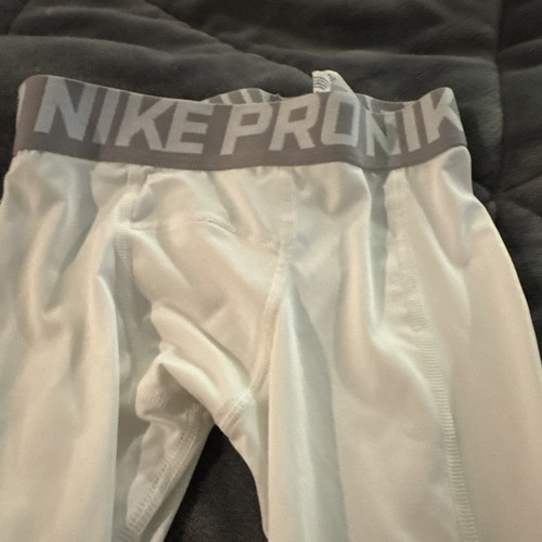 Nike Pro Leggings Boys extra small White Compression Dri FIT Activewear Sports - Picture 3 of 7