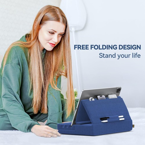 Tablet Pillow Holder, Foldable iPad Stand for Lap, Bed and Desk -Tablet Soft ... - 第 3/8 張圖片