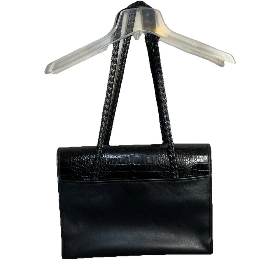 Brighton бизнес кожаный портфель черный крок ноутбука наплечная сумка Messenger винтажный - Изображение 3 из 4