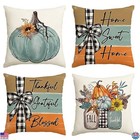 Fall Pumpkin Throw Pillow Covers Set of 4, 18x18 Inch Autumn Decor